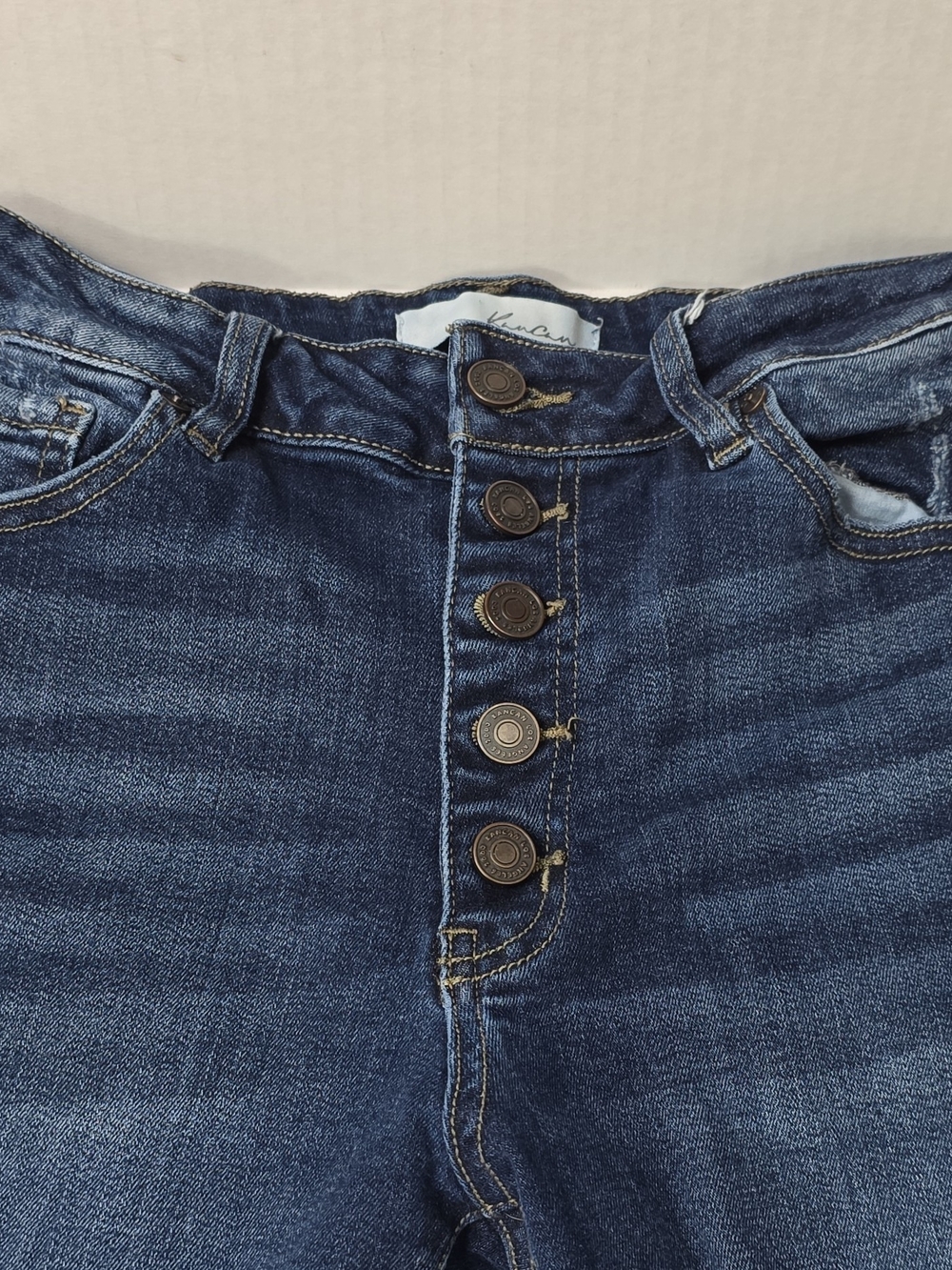 Kancan Dark Blue Skinny Distressed Button-Fly Jeans - Picture 2 of 8